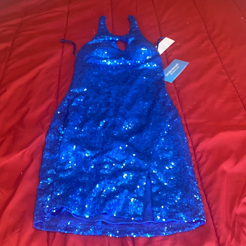 royal blue sequins dress